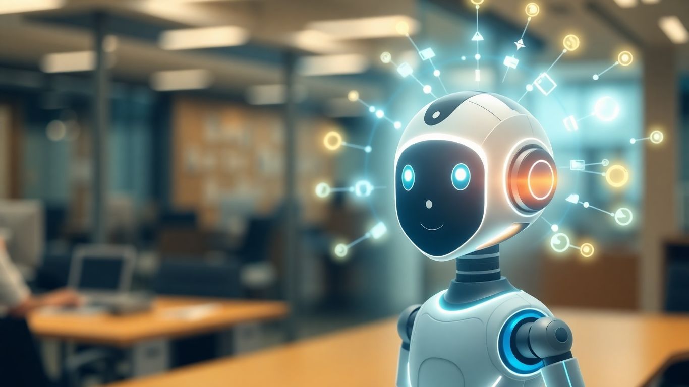 AI robot assisting with business sales qualification