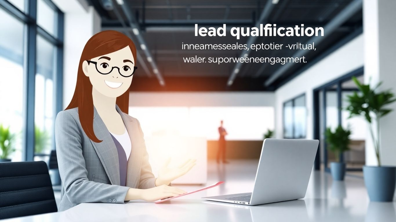 Virtual receptionist avatar interacting with a digital interface.
