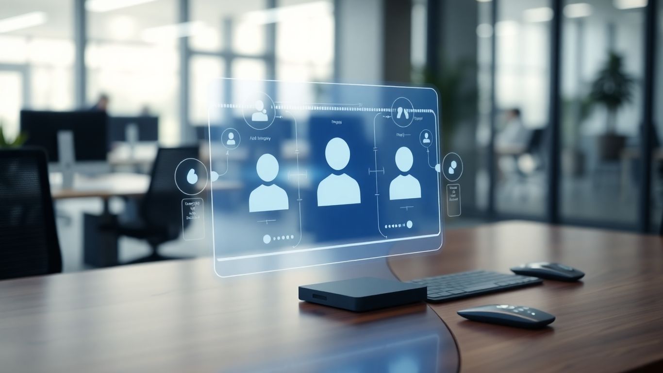 AI receptionist interface on a desk
