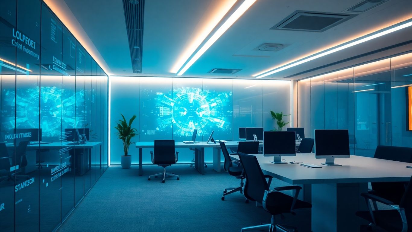 Abstract digital interface in a professional office