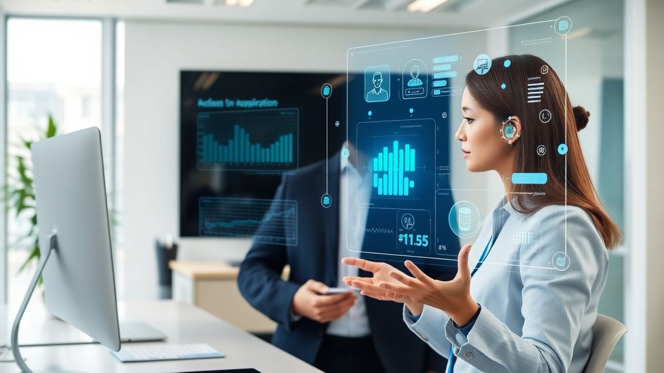 Accountant using AI interface for client data insights.