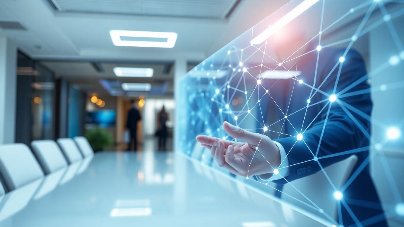 Business professional using advanced AI interface