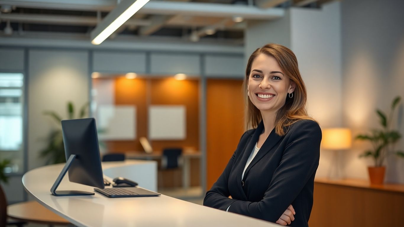Friendly receptionist in a modern office