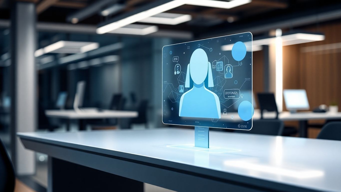 AI receptionist interface on a desk