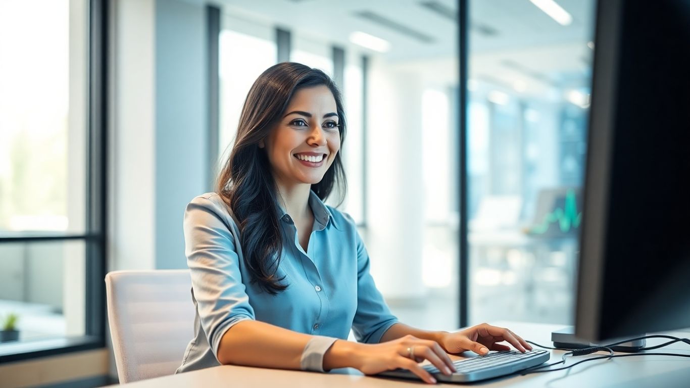 AI receptionist assisting a business professional in an office.