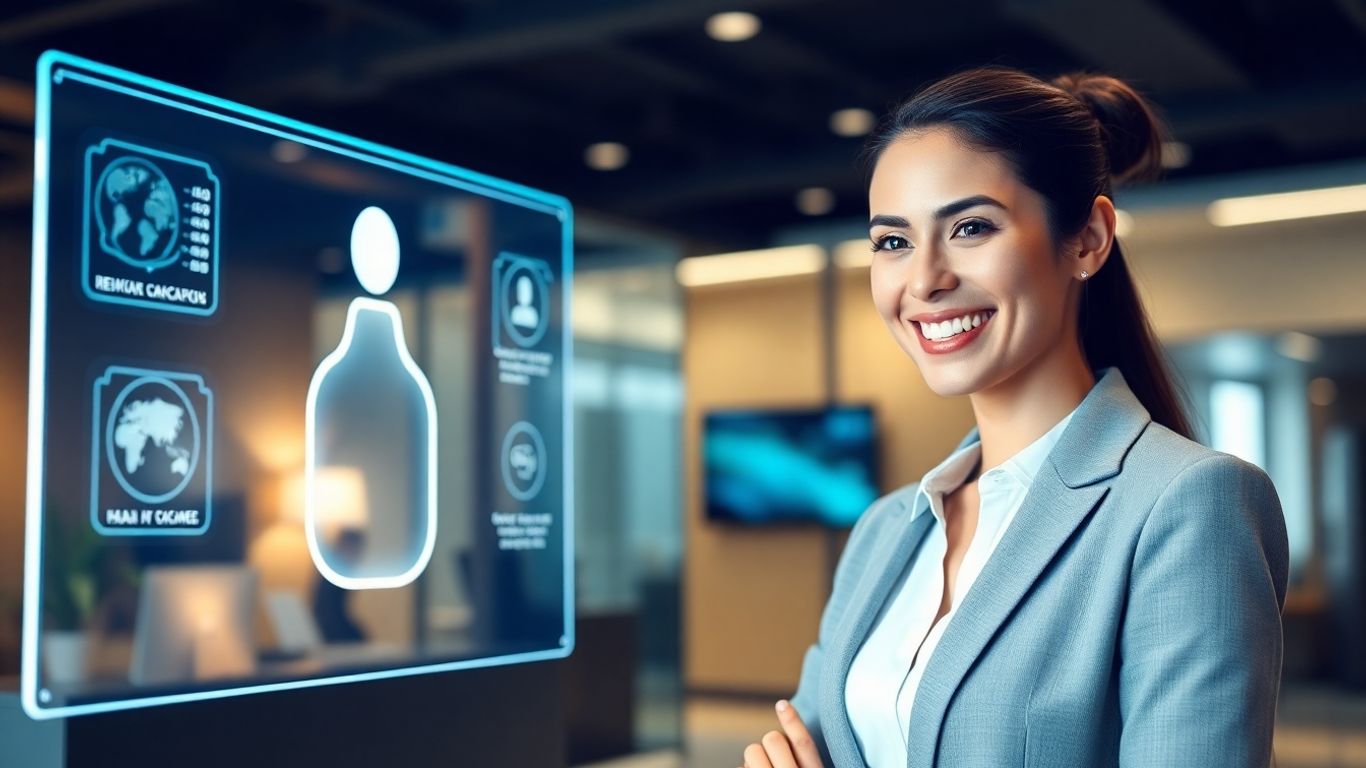 AI receptionist interface with business professional