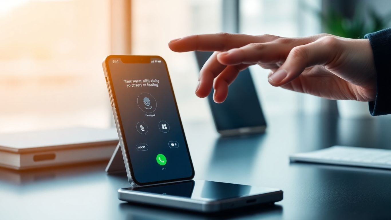 AI phone answering service on a modern desk.