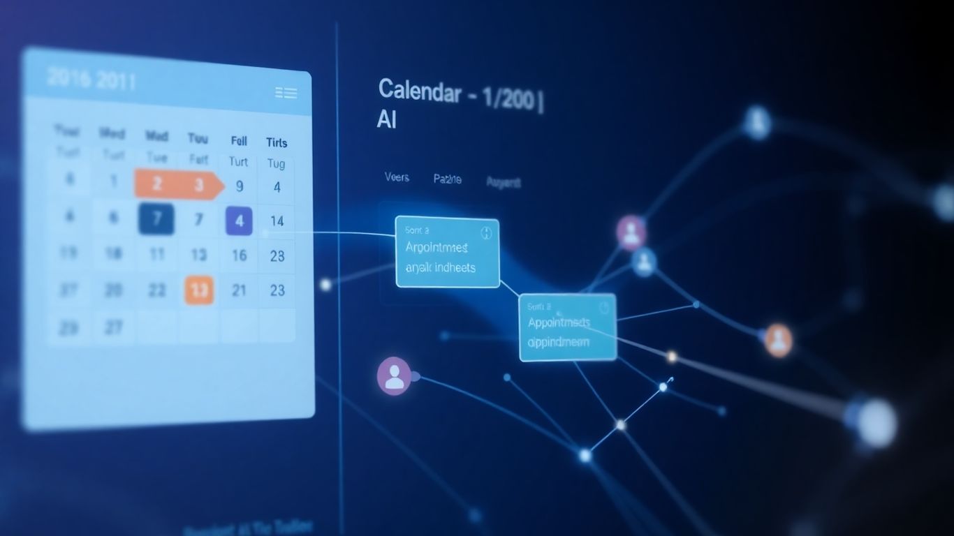 AI scheduling interface with a digital calendar.