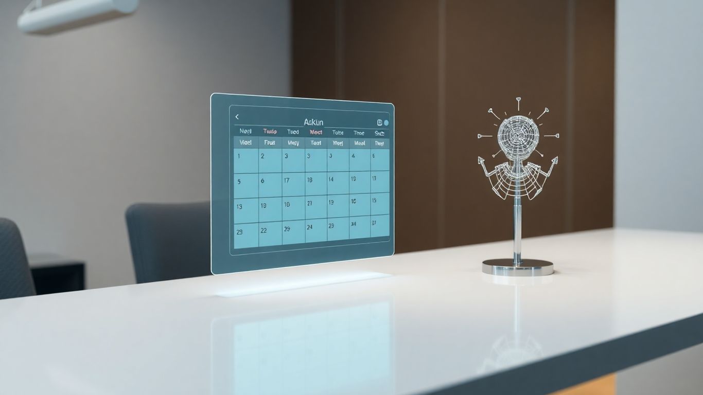 AI receptionist managing appointments on a holographic display.