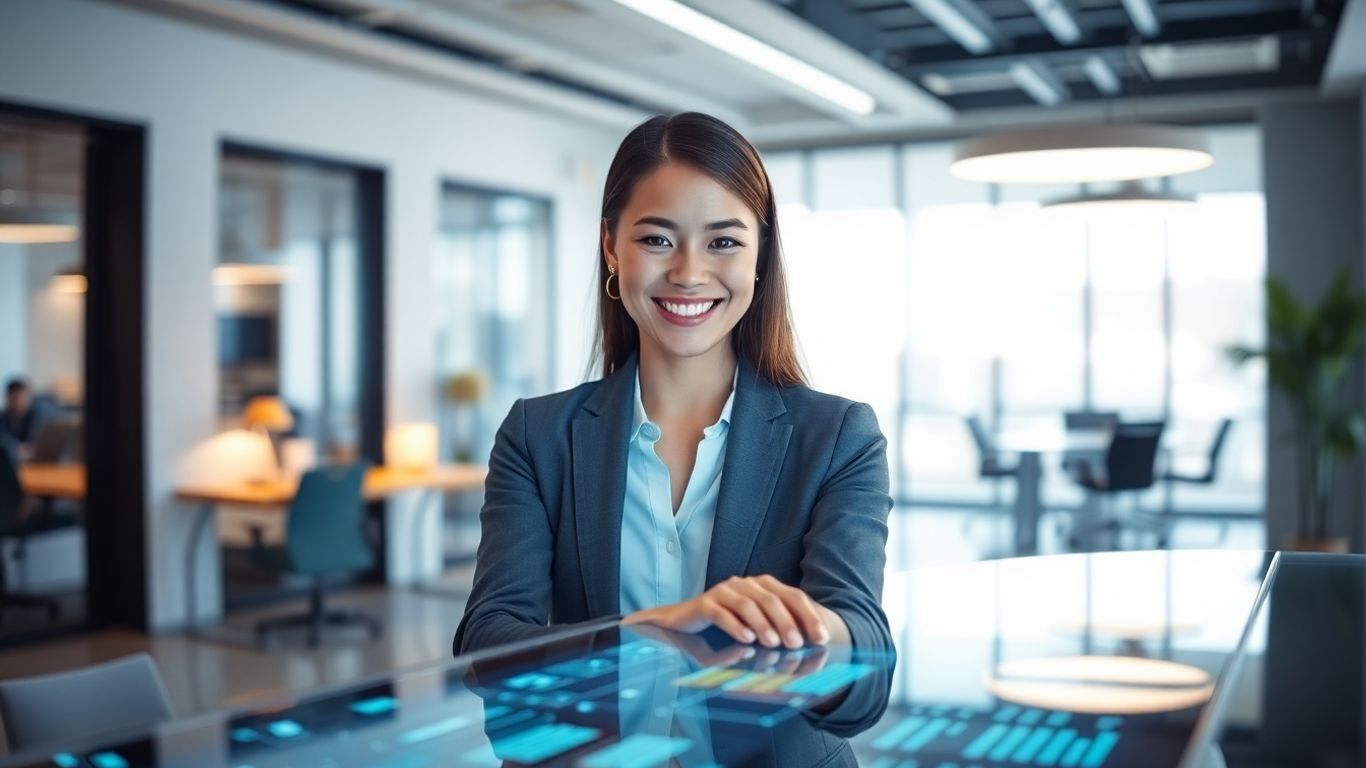 AI receptionist interface with professional interacting