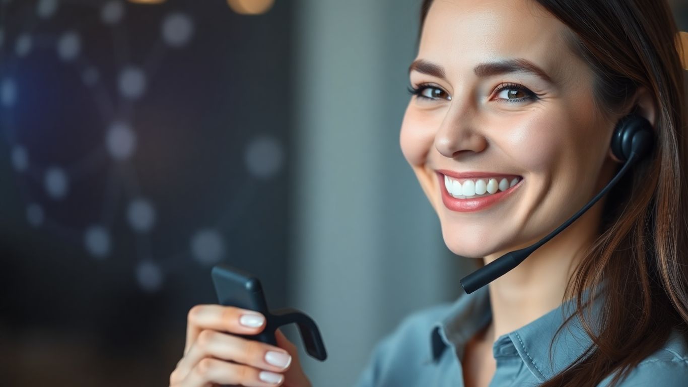 Person with headset, AI communication technology