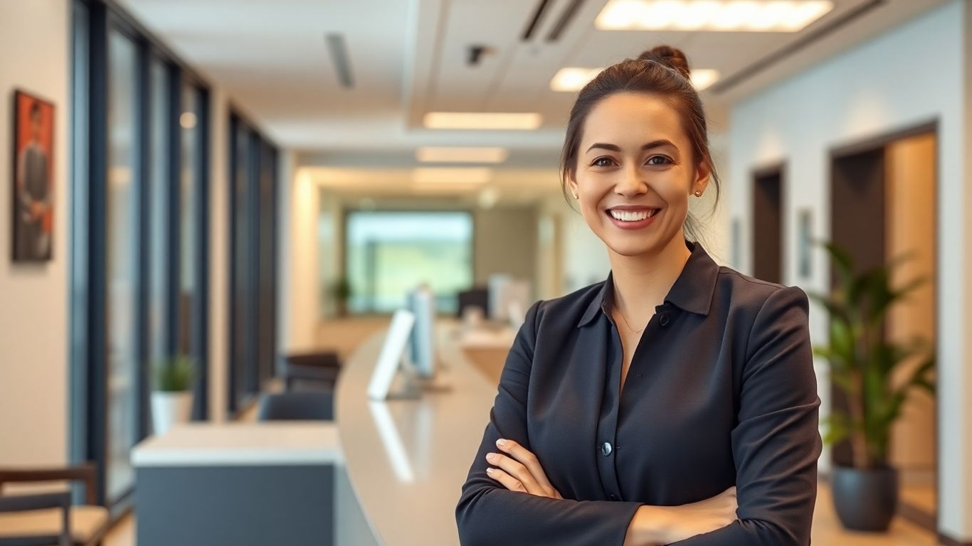 Lawyer virtual receptionist assisting client with a smile.