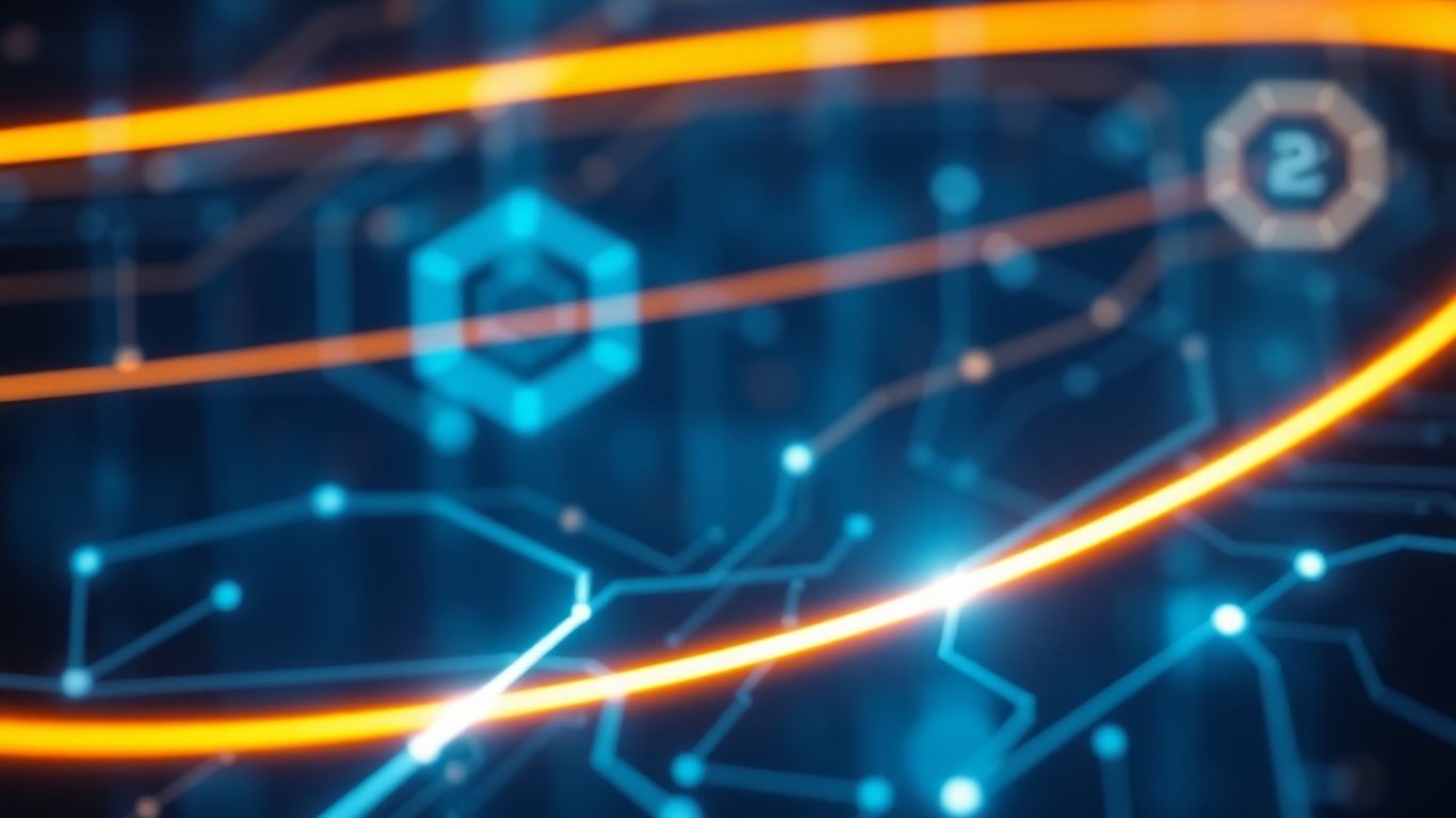 Abstract AI interface with glowing light patterns