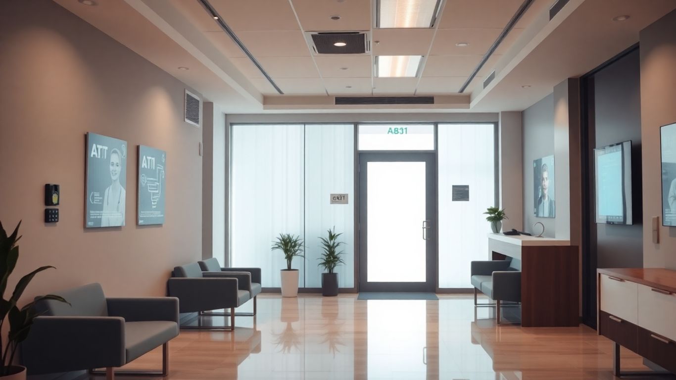 AI receptionist interface in a medical office.