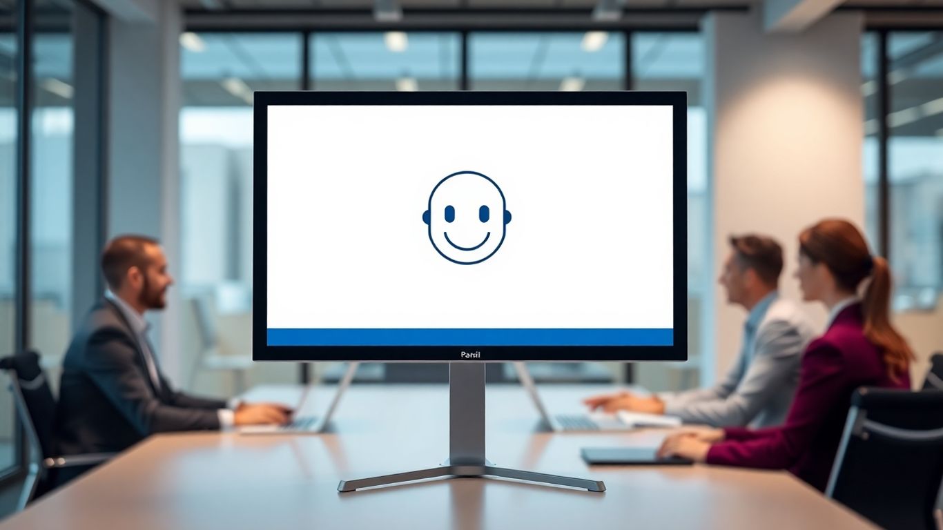 AI receptionist interface interacting with business professionals.