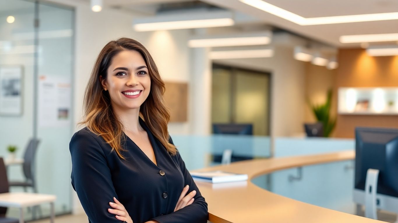 Friendly receptionist in a modern office