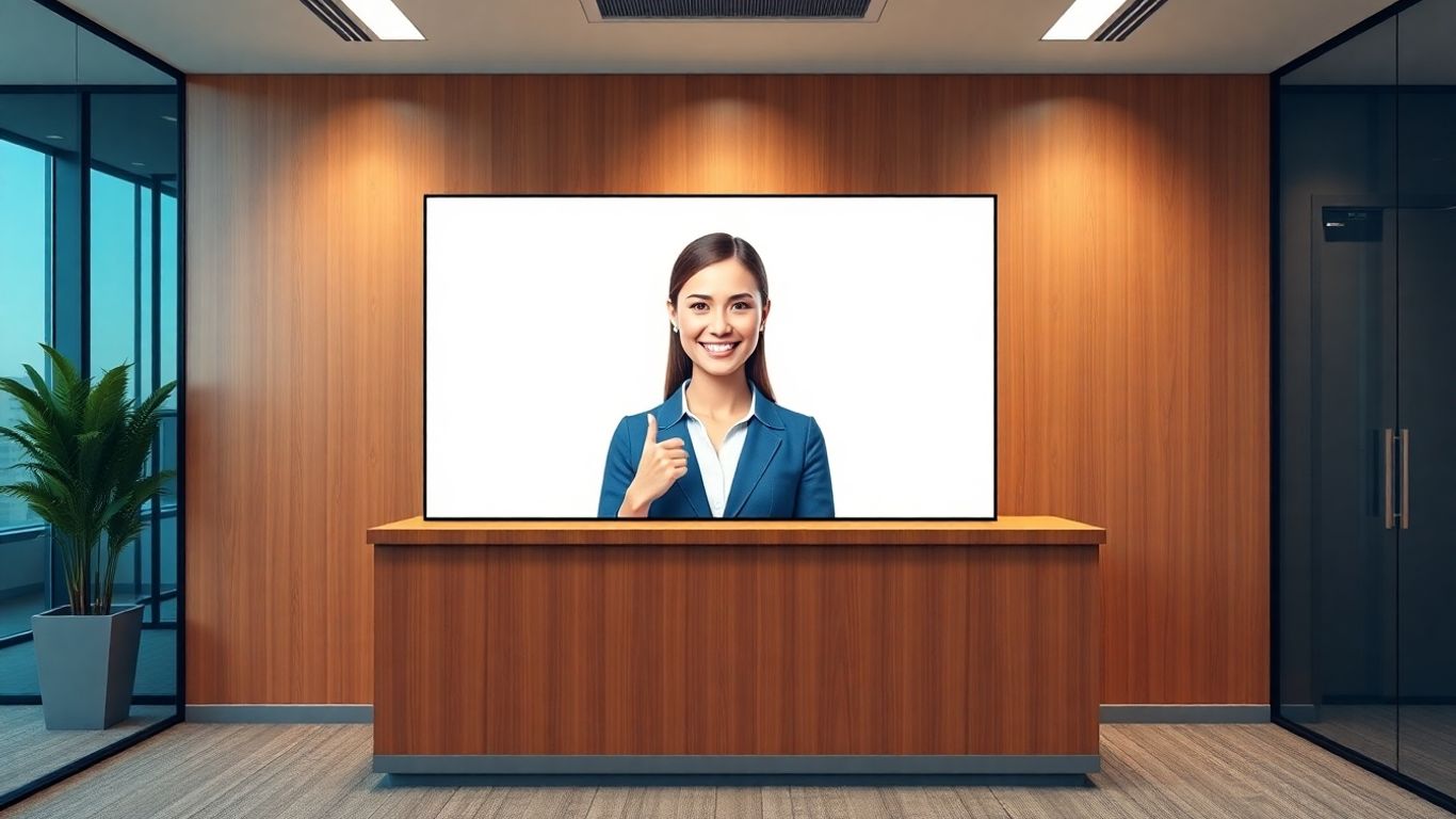 AI virtual receptionist avatar on a screen