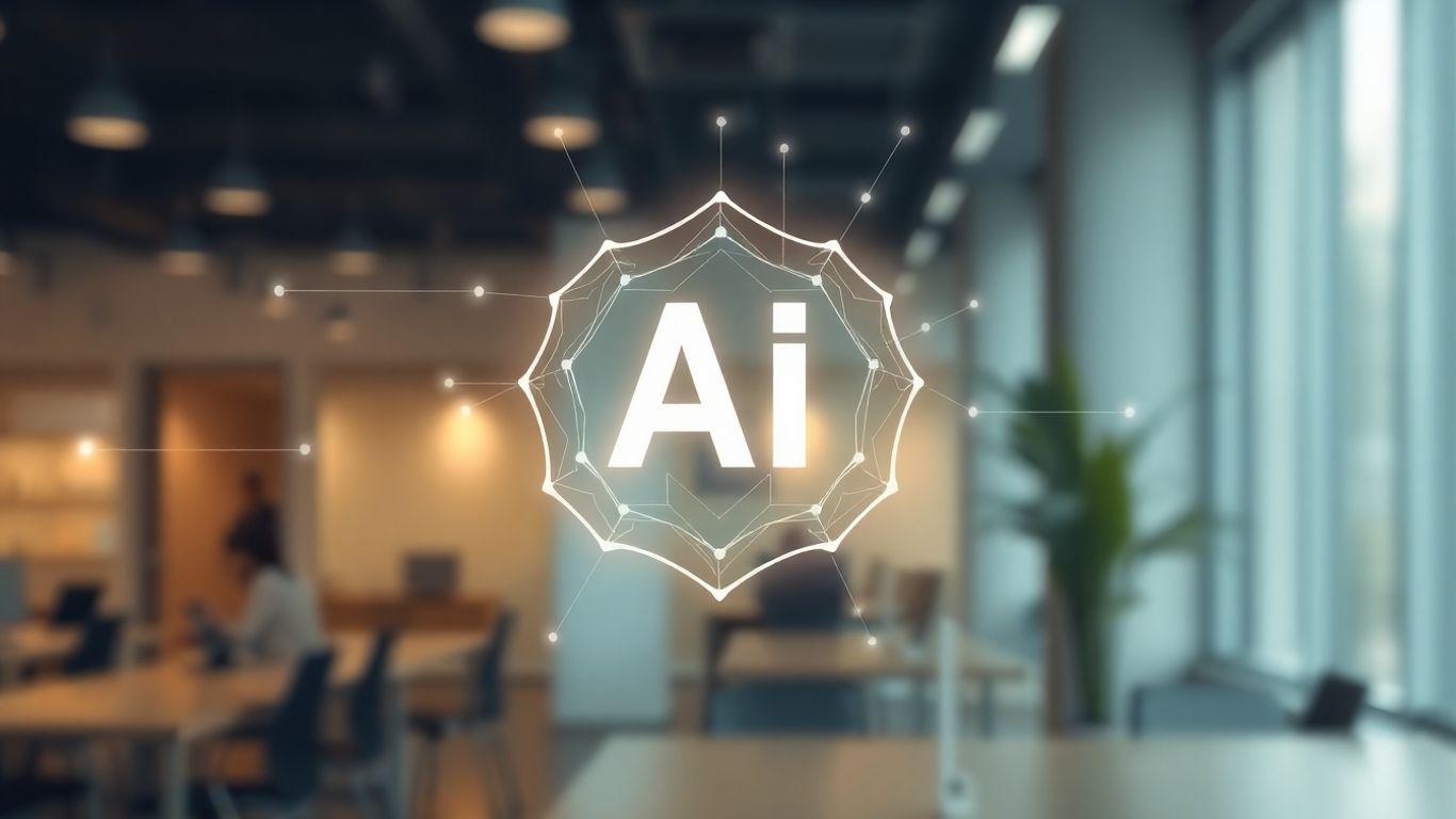AI interface with abstract glowing shapes