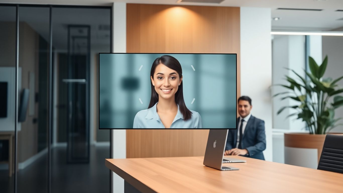 AI virtual receptionist assisting a business professional.