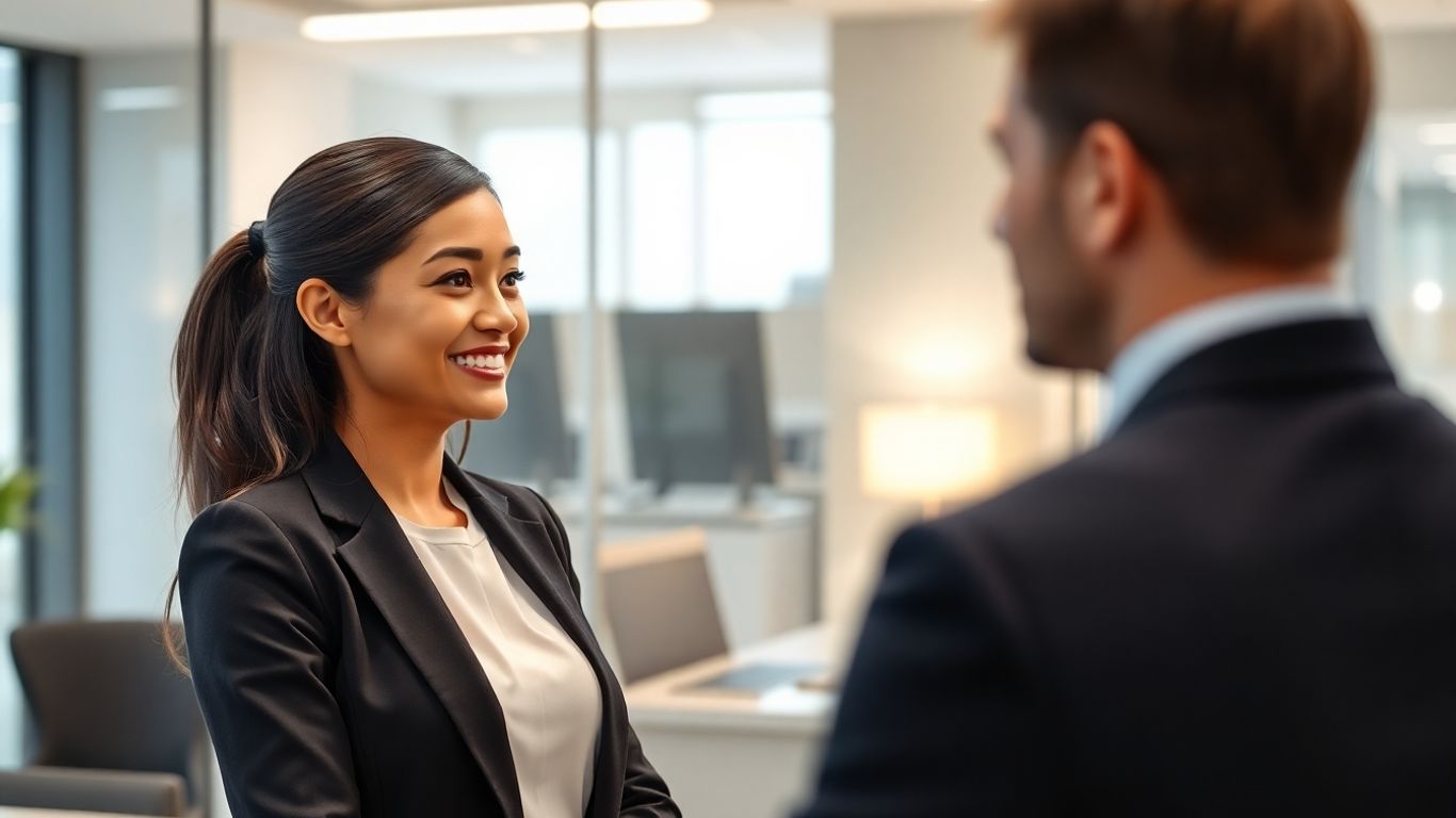 AI virtual receptionist assisting a business professional.