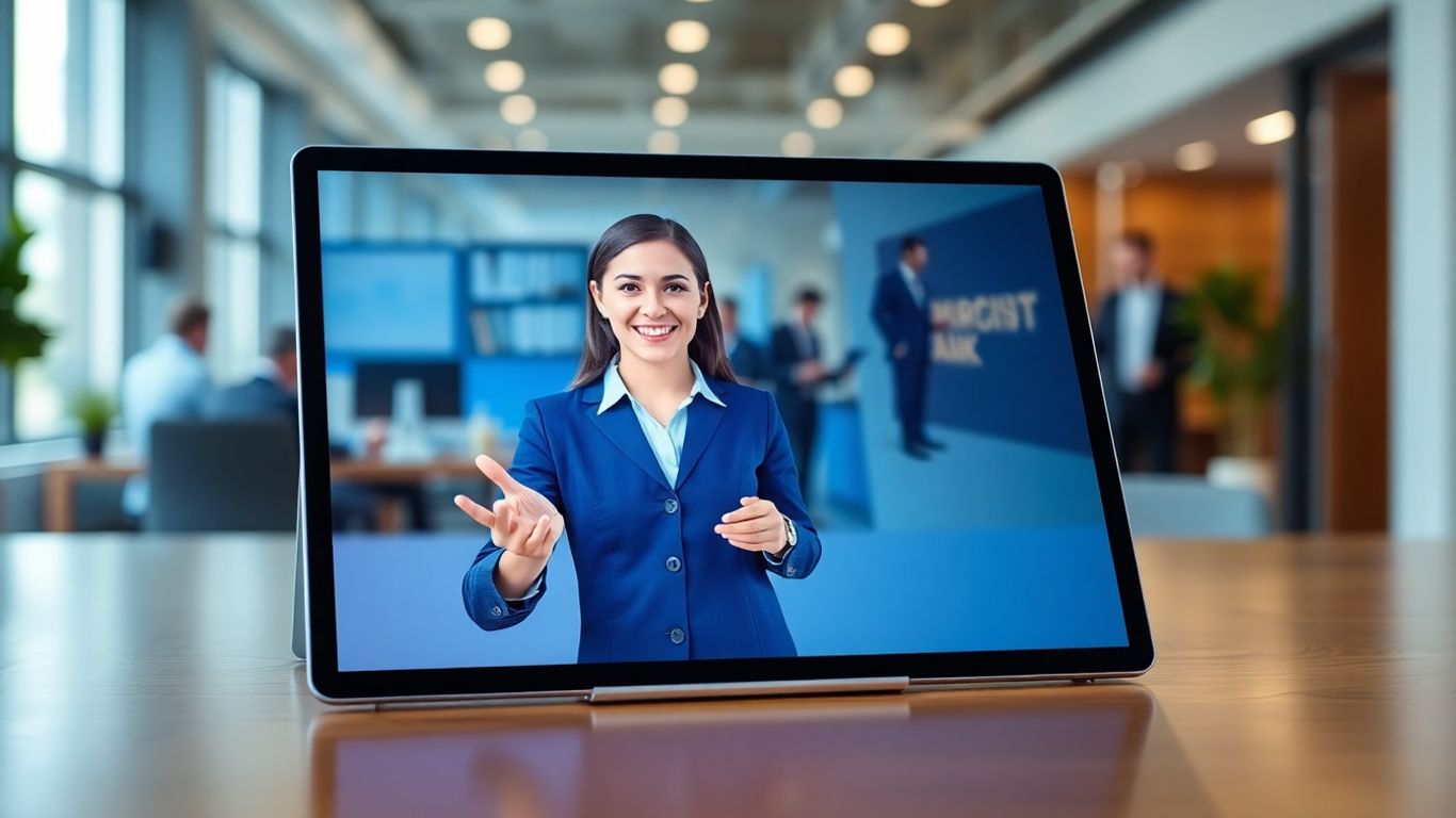 AI virtual receptionist on tablet screen