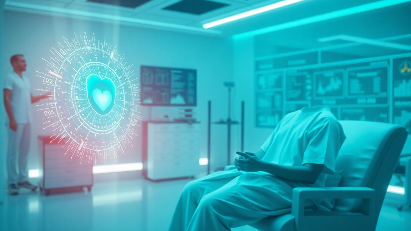 AI medical service interface with patient data visualization.