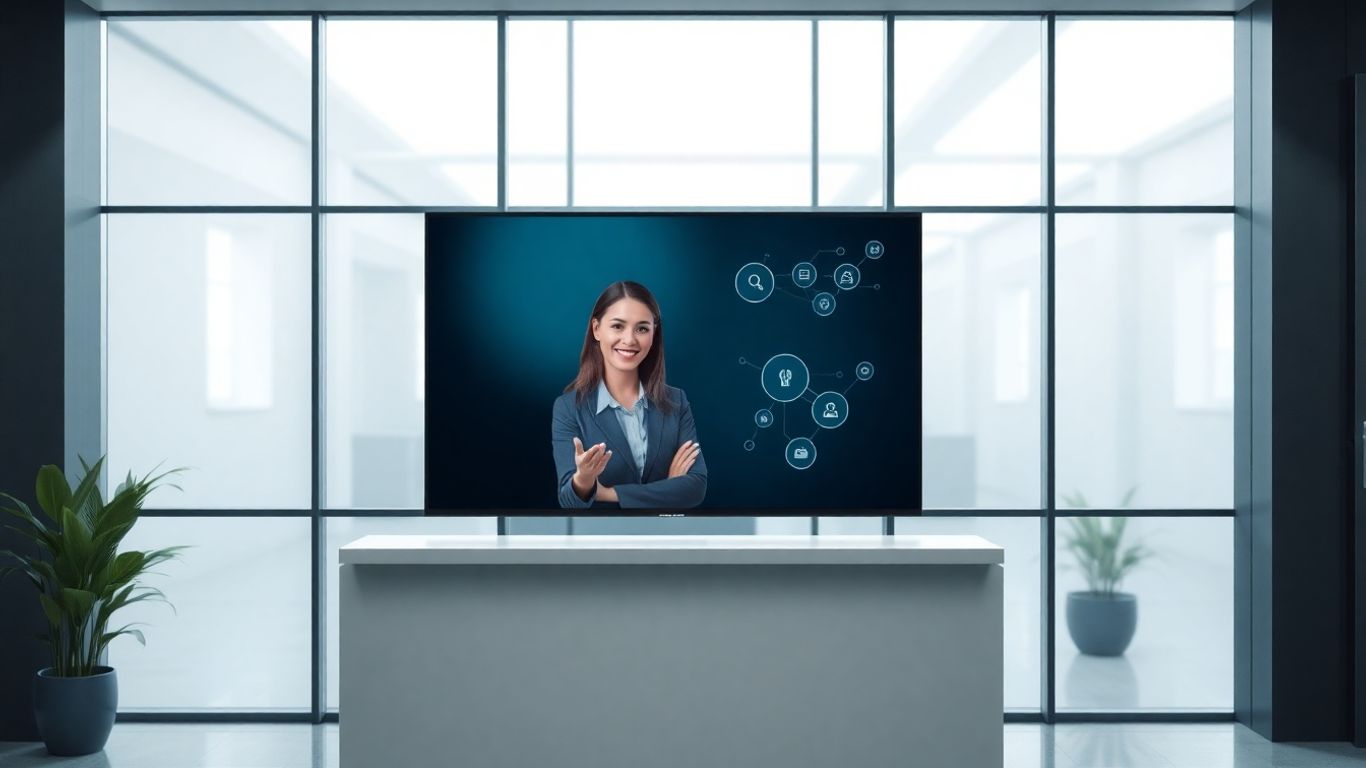 AI virtual receptionist avatar on a screen