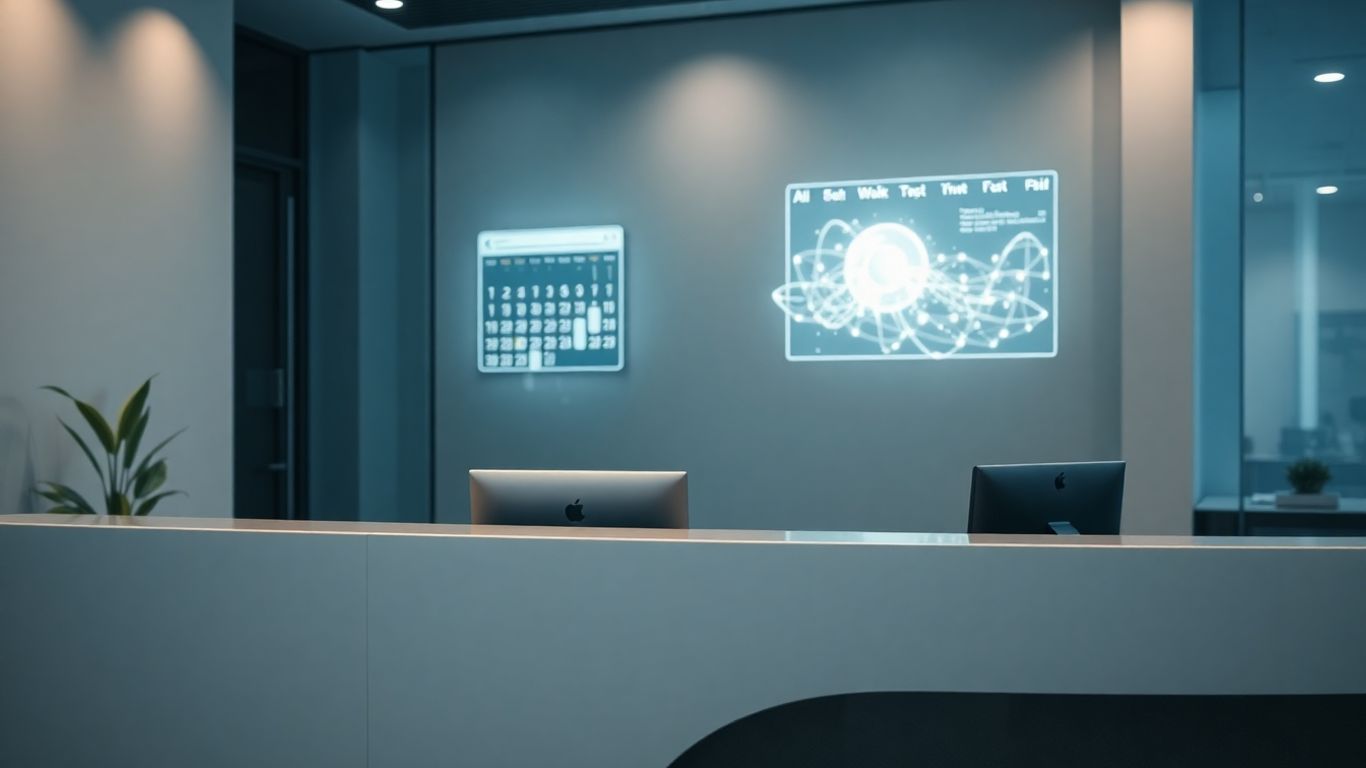 AI receptionist managing appointments on a futuristic interface.