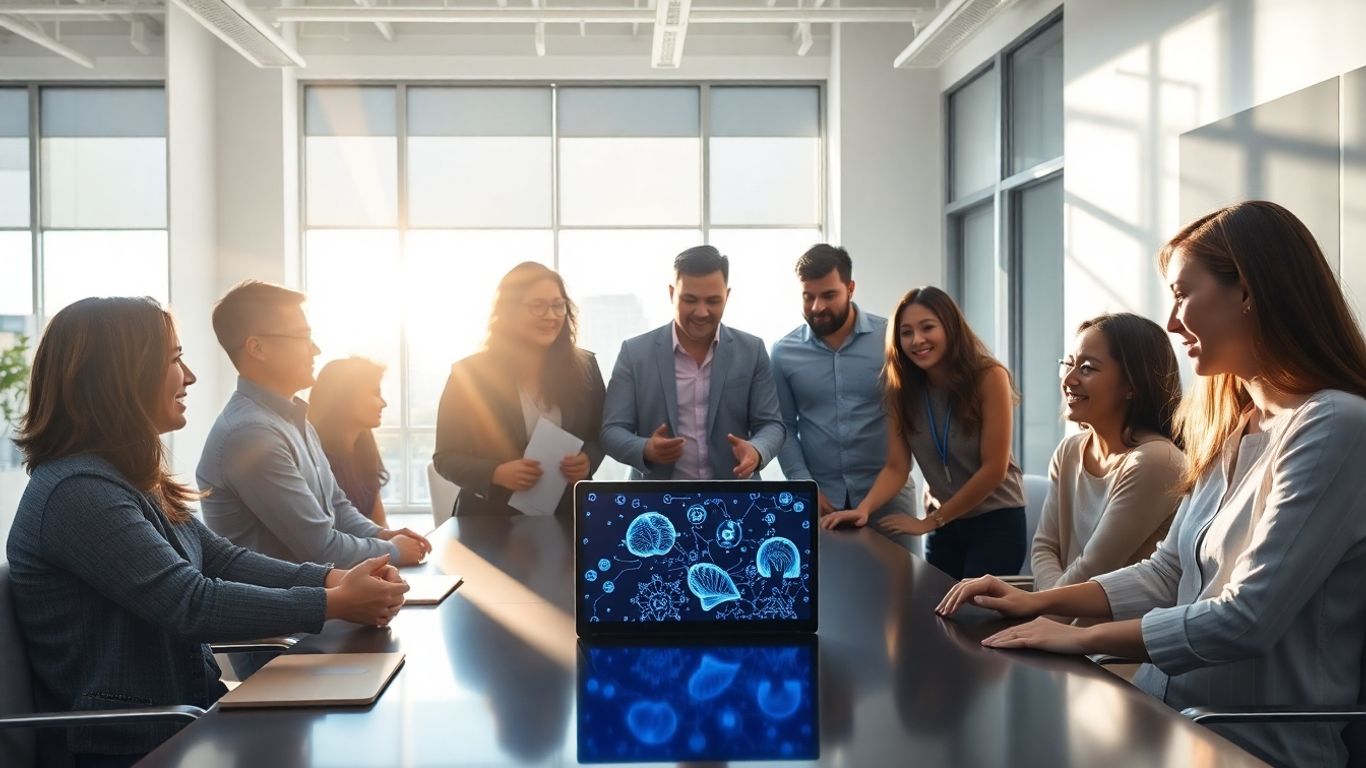 Team collaborating on AI innovation