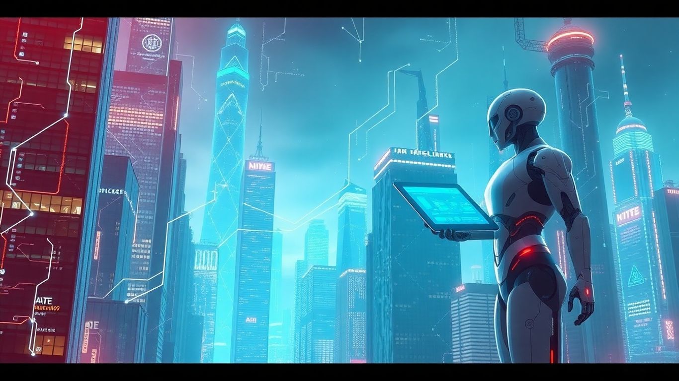 AI agents in a futuristic city
