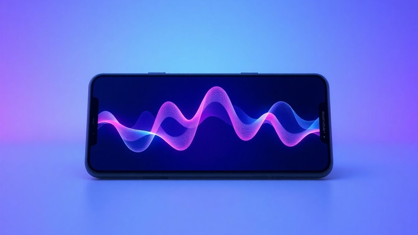 Smartphone with abstract digital waveform