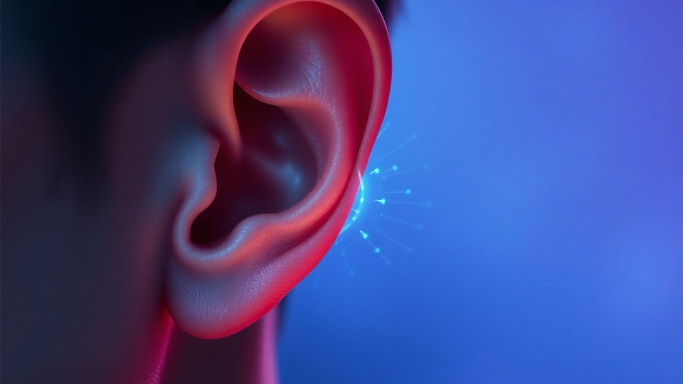AI voice technology interacting with human hearing.