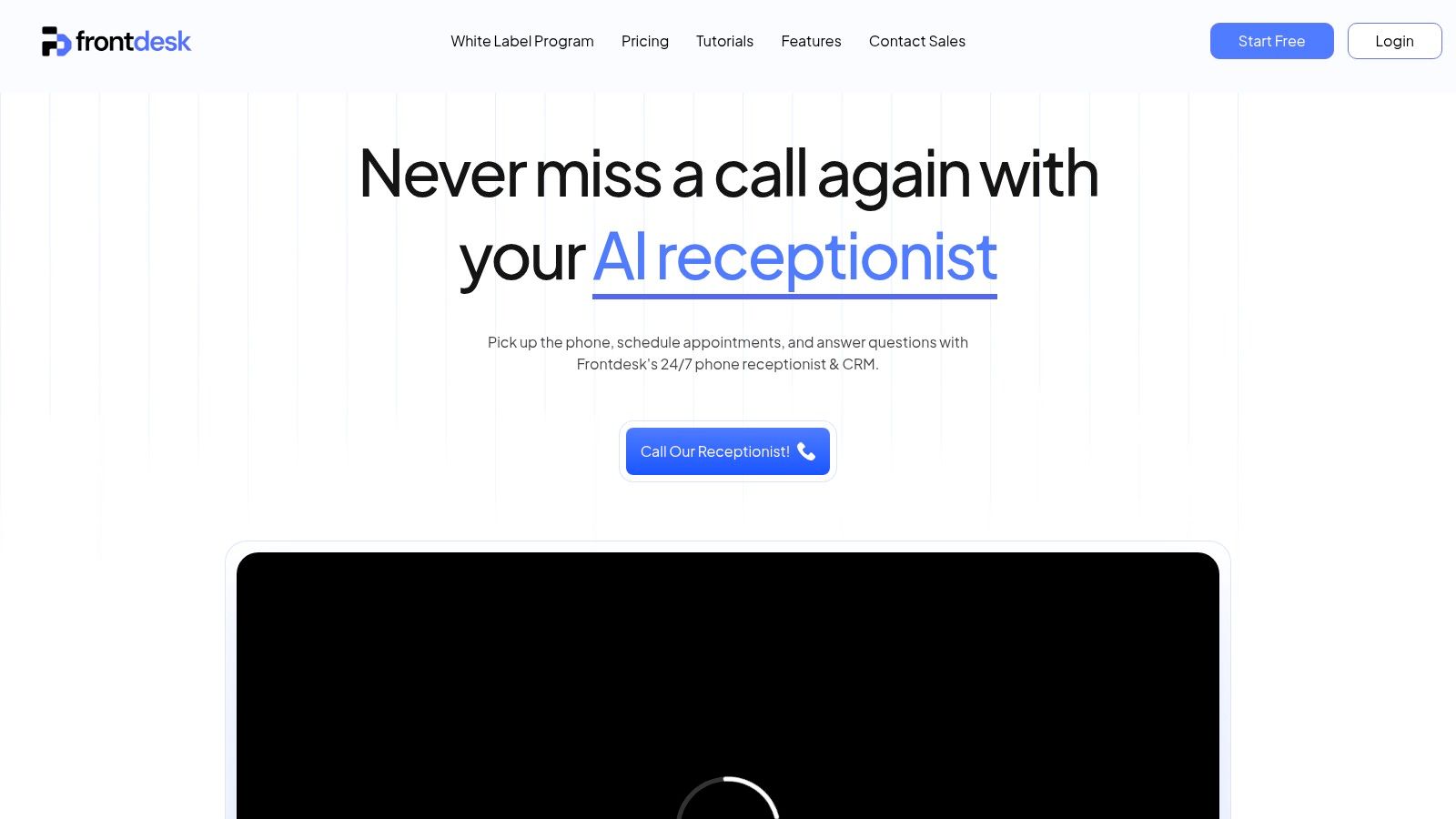 My AI Front Desk interface showing analytics and call logs