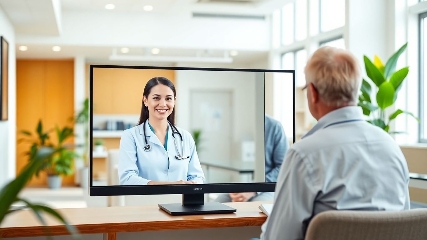 Virtual receptionist chatting with patient in medical office