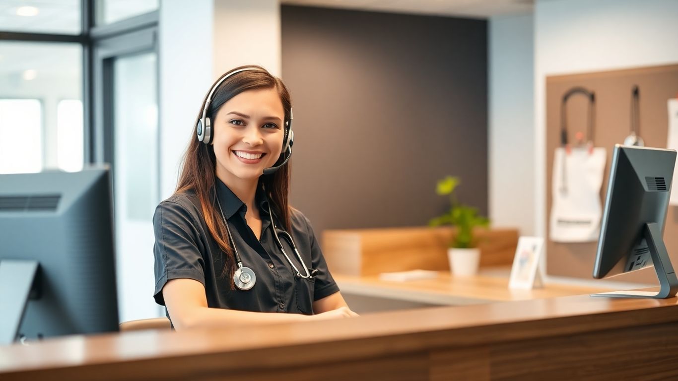 Virtual receptionist assisting patients at a doctor's office.