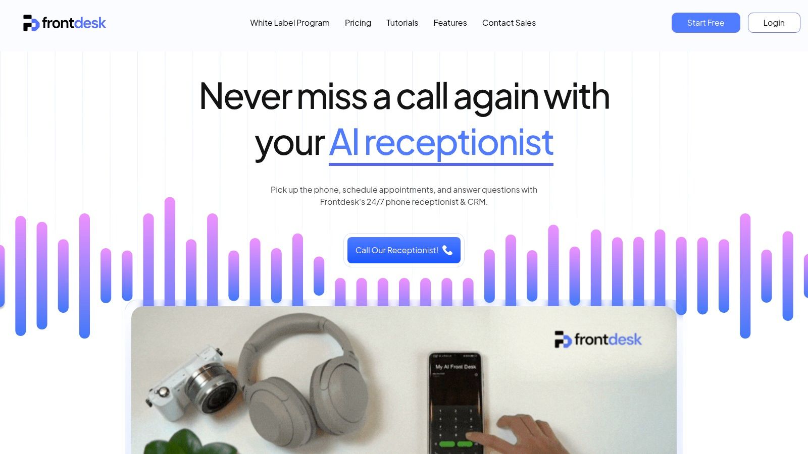 My AI Front Desk Dashboard showing call analytics and performance metrics