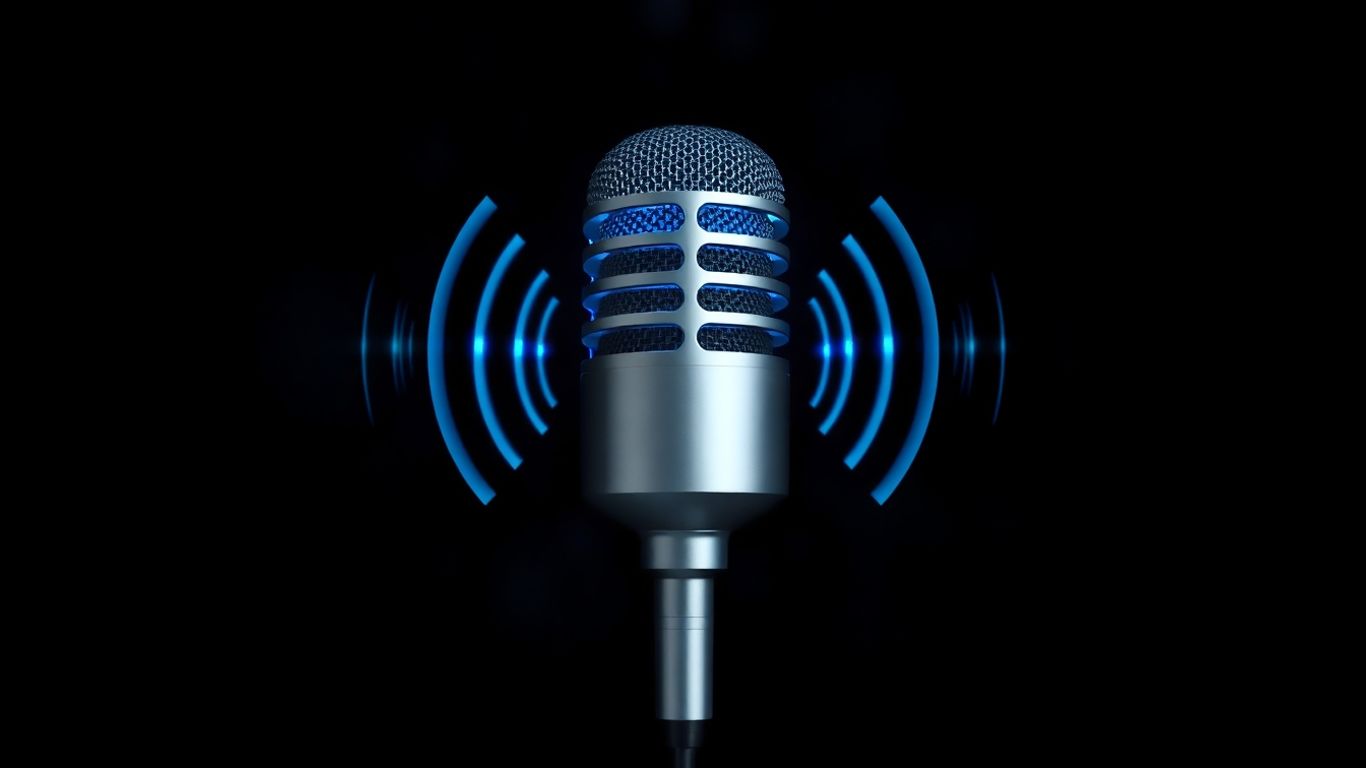 Voice AI microphone with sound waves