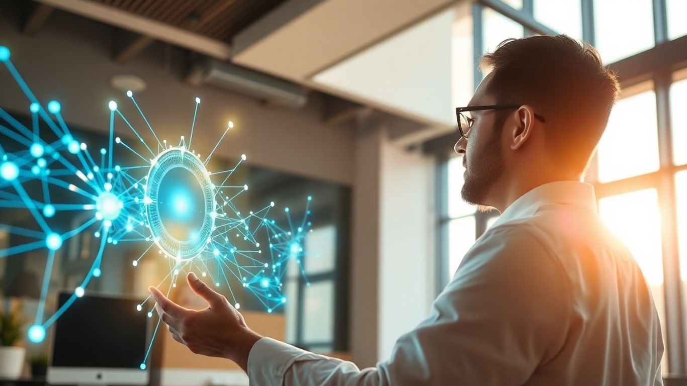 Person using AI interface for business growth.