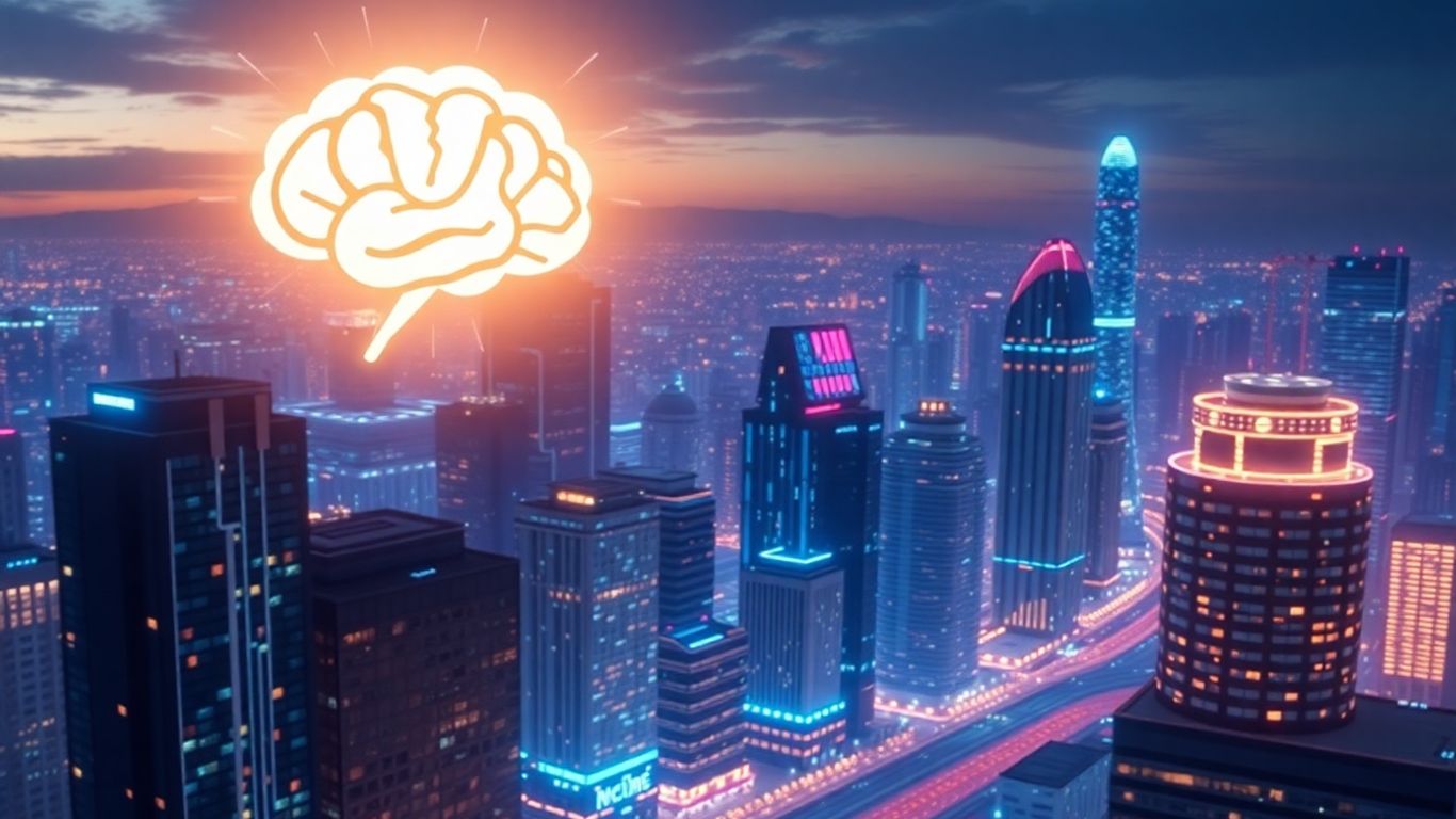 AI brain over futuristic city