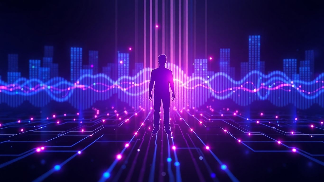 Abstract sound waves and digital connections