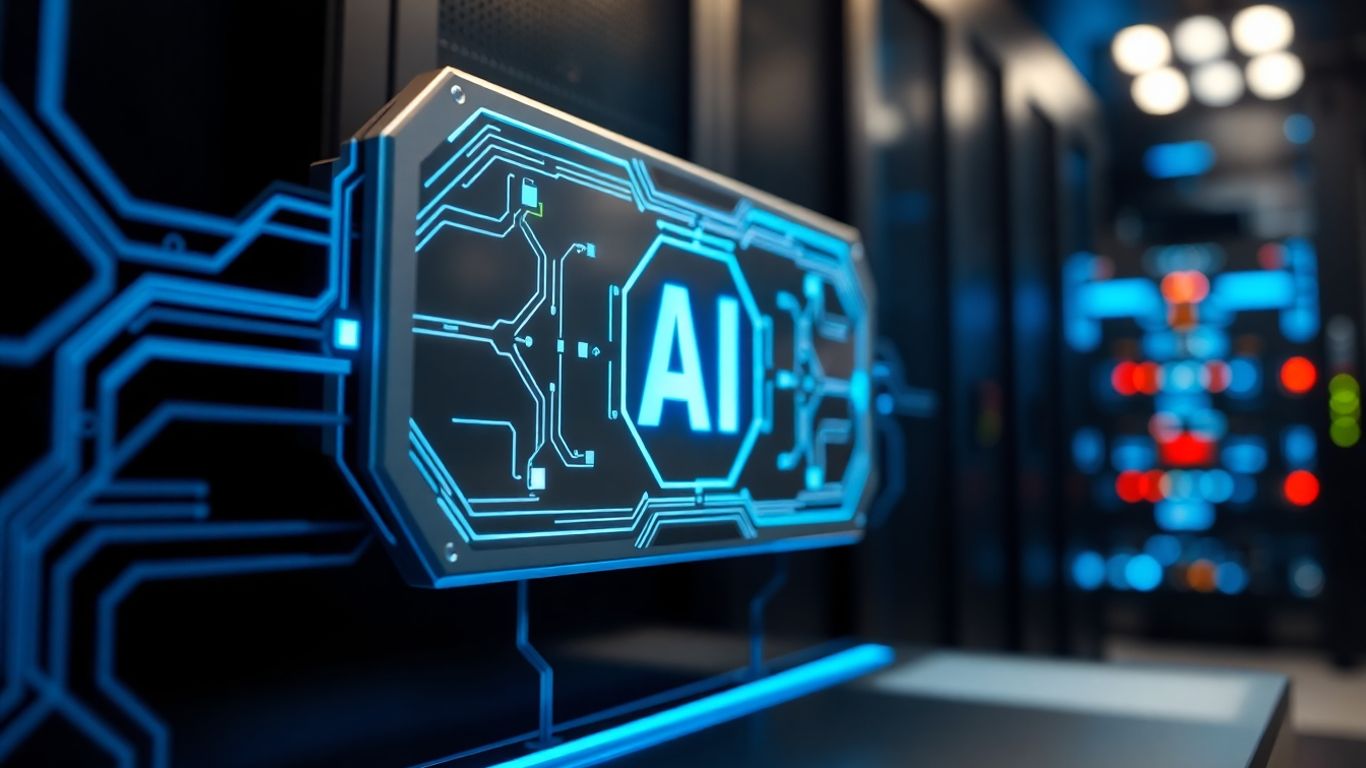 AI voice agent interface with glowing circuits