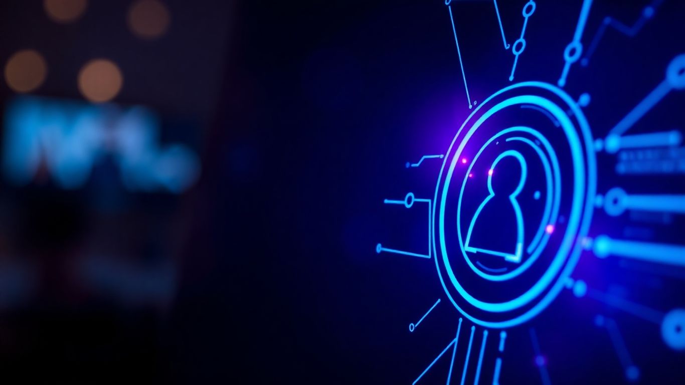 Futuristic AI chatbot interface with glowing lights.