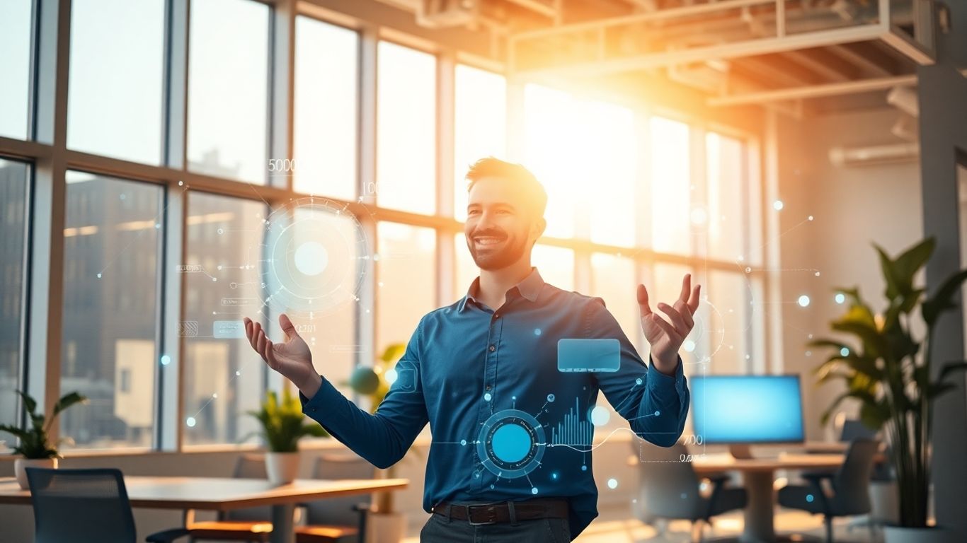 Person using AI interface, passive income concept.