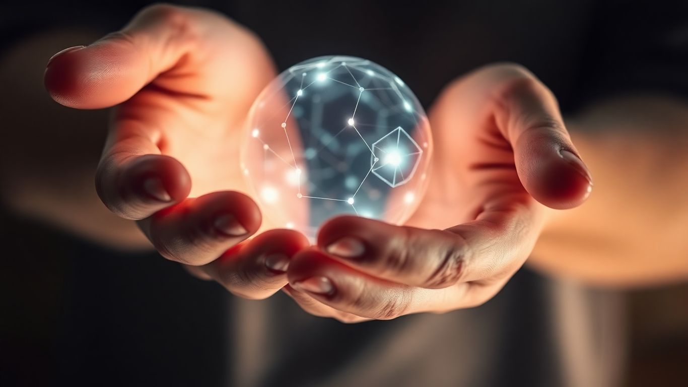 Hands holding a glowing AI orb.