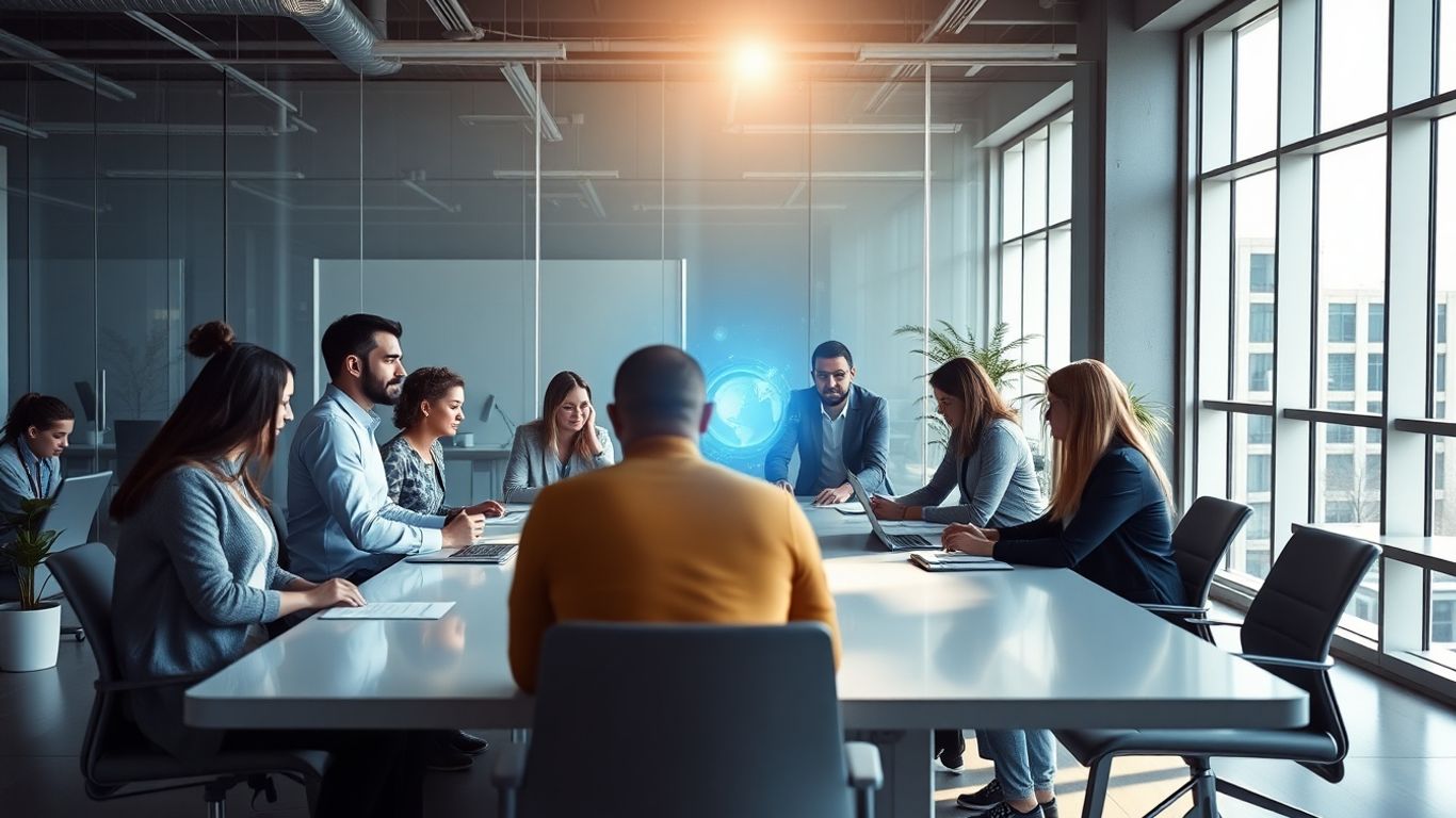 Agency team working with voice AI technology.