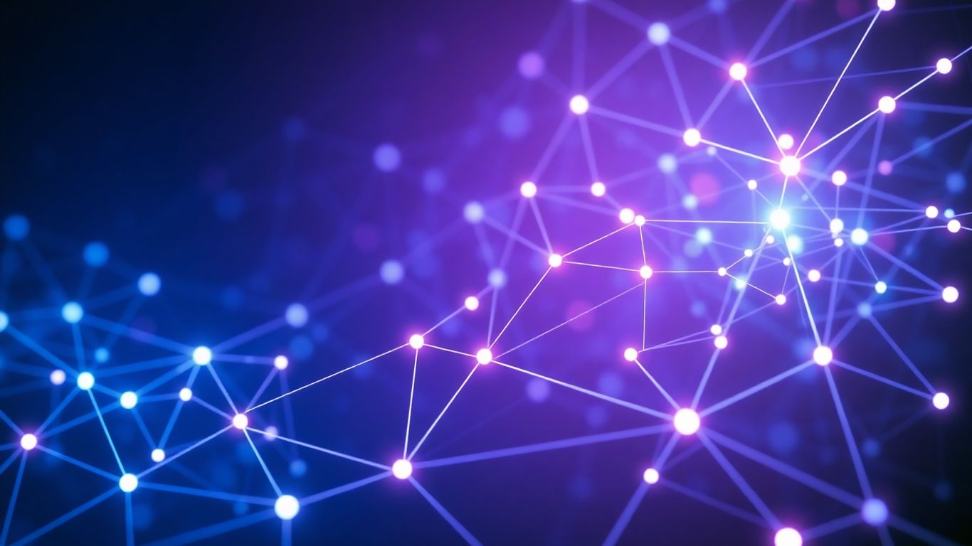 Abstract network of glowing nodes and lines.