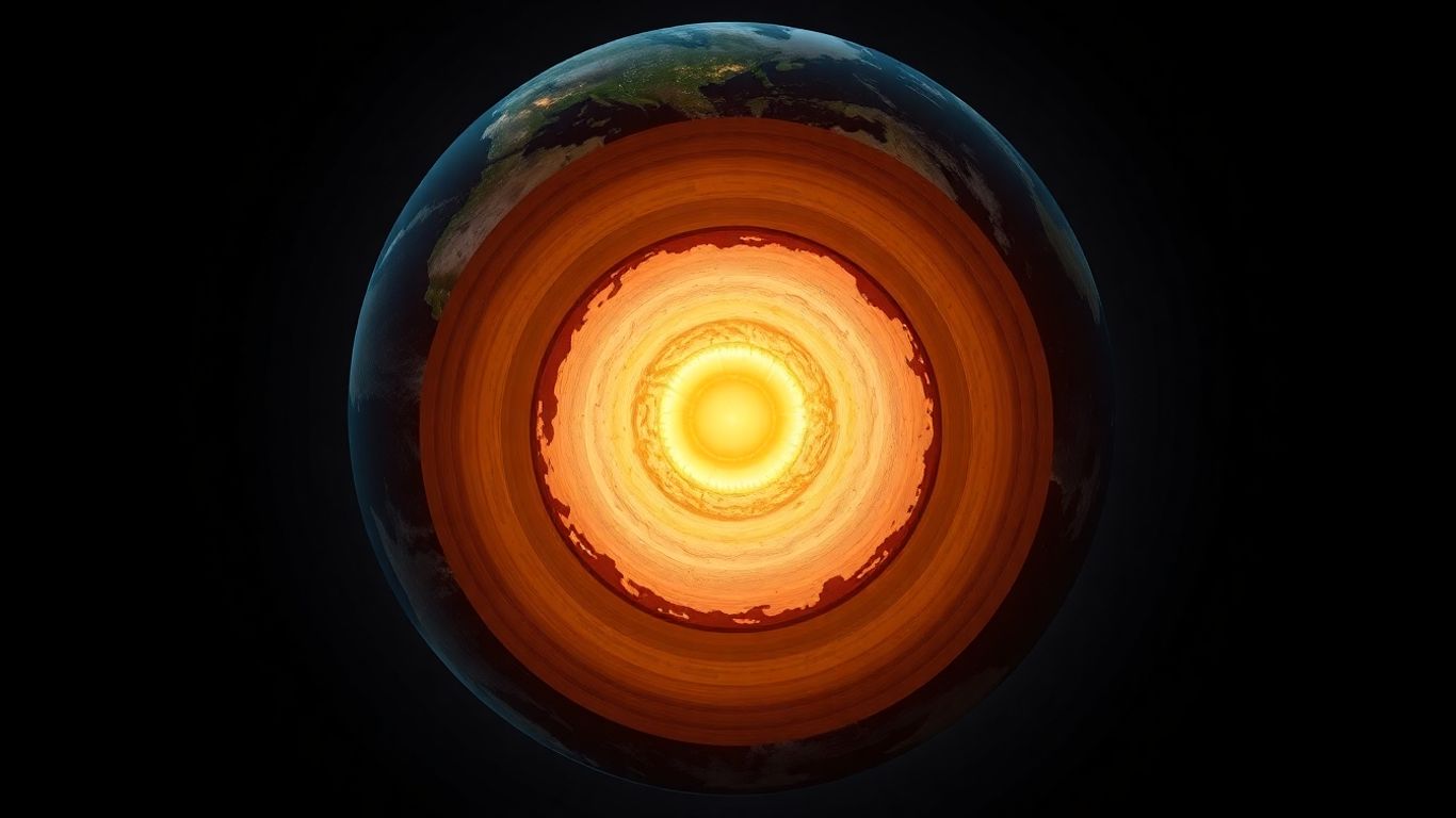 Photographic cutaway of Earth showing glowing inner core.