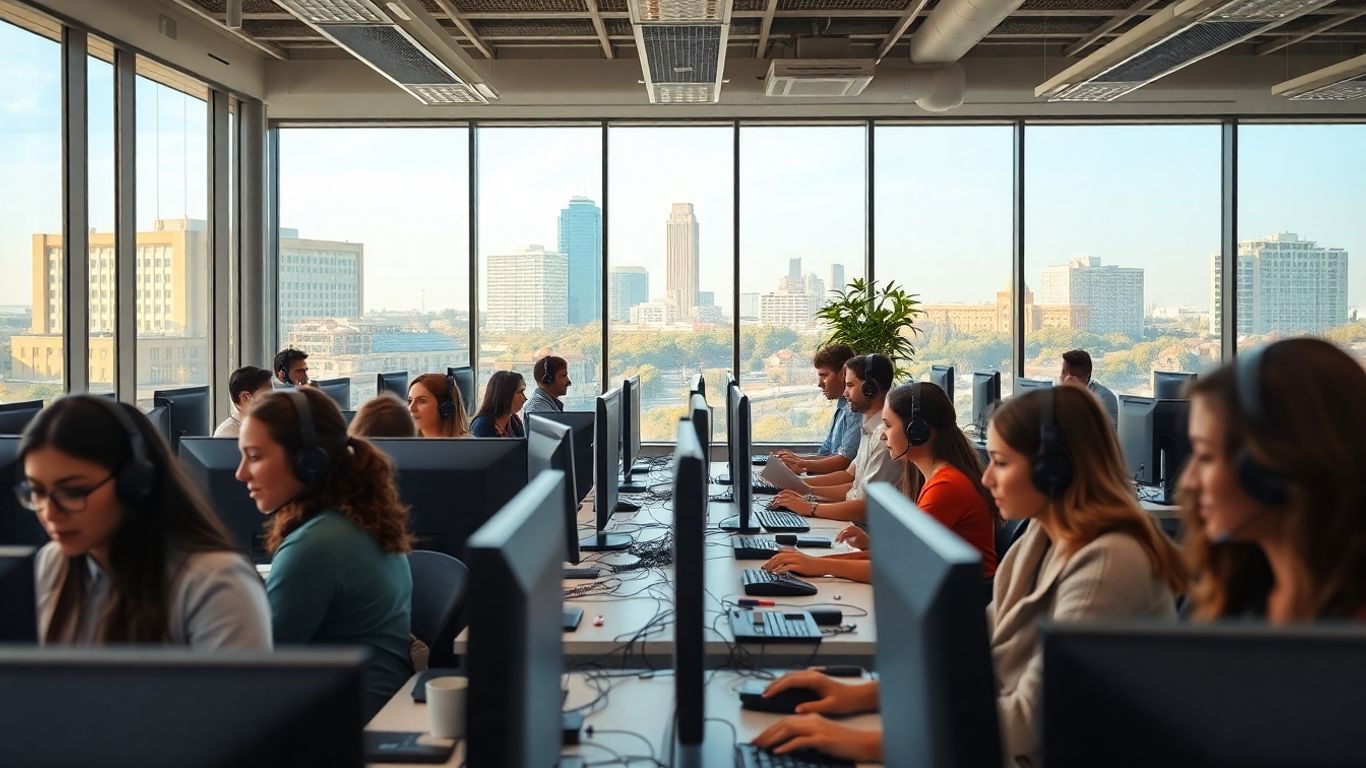 San Antonio call center agents in a modern office