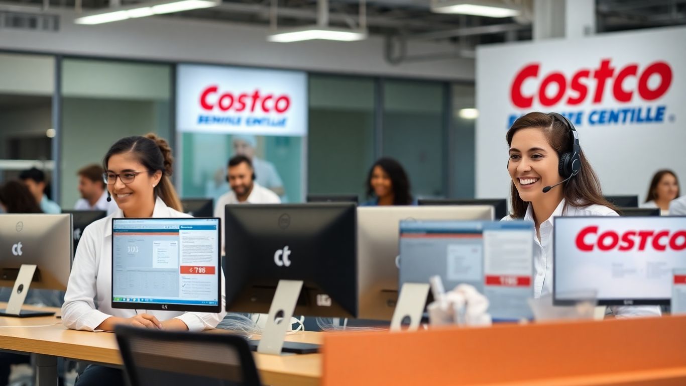 Costco call center associates helping customers in office.