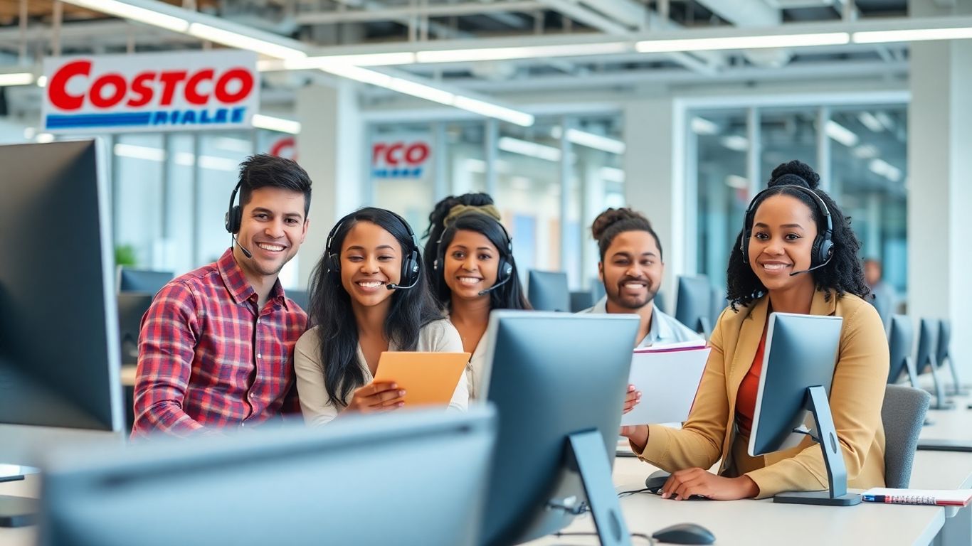 Costco call center employees working at desks together